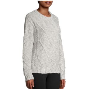 Time And Tru Crew Neck Cable Knit Sweater Gray Size XL